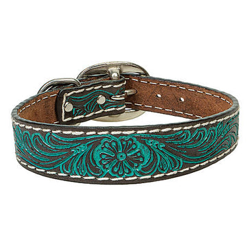 Weaver Carved Turquoise Flower Dog Collar